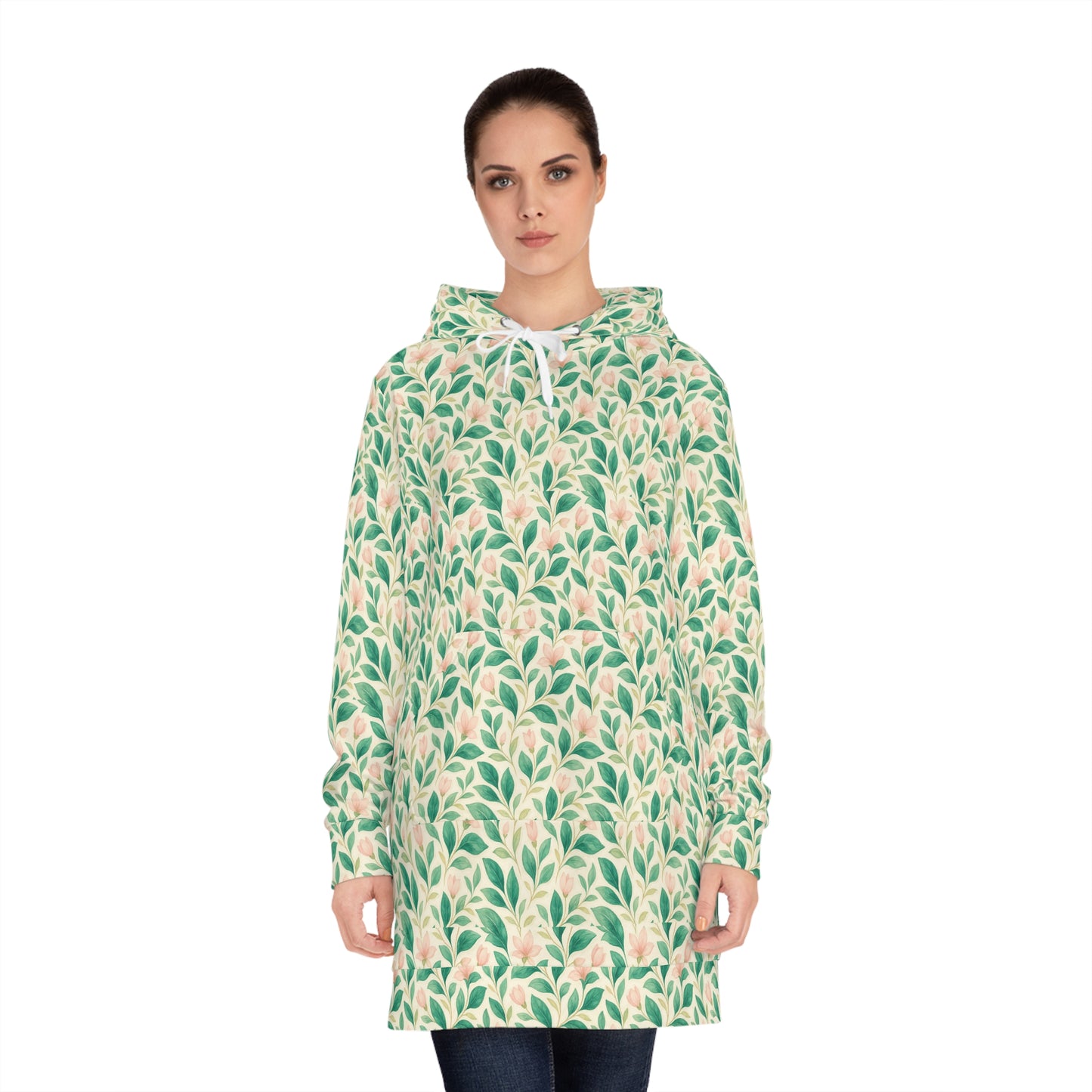 Floral Women's Hoodie Dress - Cozy Floral Fashion, Comfortable Casual Wear, Spring Outfit, Gift for Her, Every Day Wear