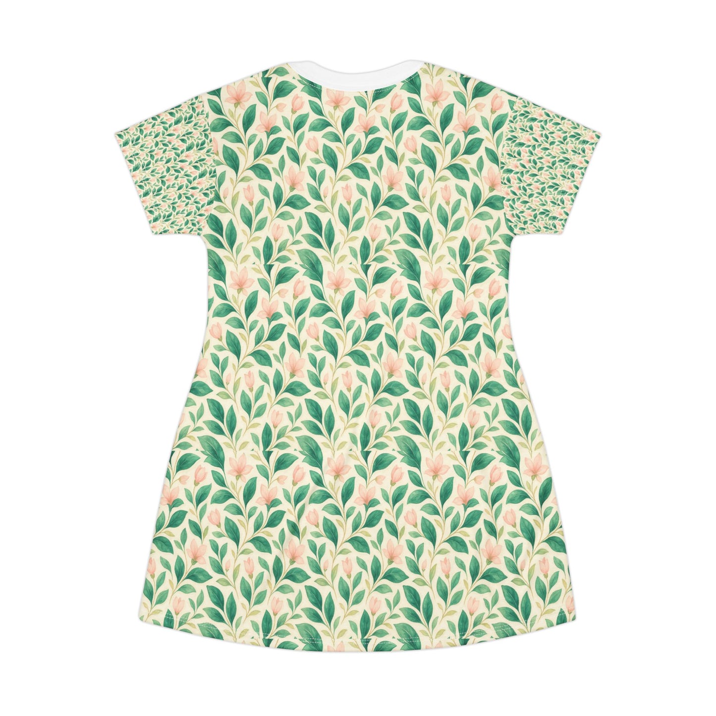 Floral T-Shirt Dress - Spring Vibes, Casual Everyday Wear, Garden Party Dress, Comfortable Lounge Dress, Eco-Friendly Fashion