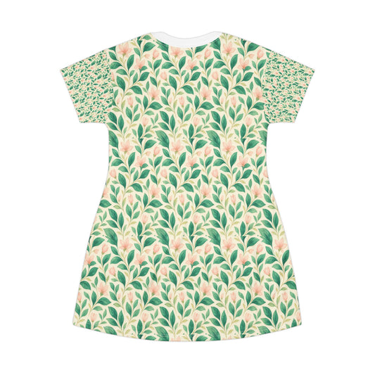Floral T-Shirt Dress - Spring Vibes, Casual Everyday Wear, Garden Party Dress, Comfortable Lounge Dress, Eco-Friendly Fashion