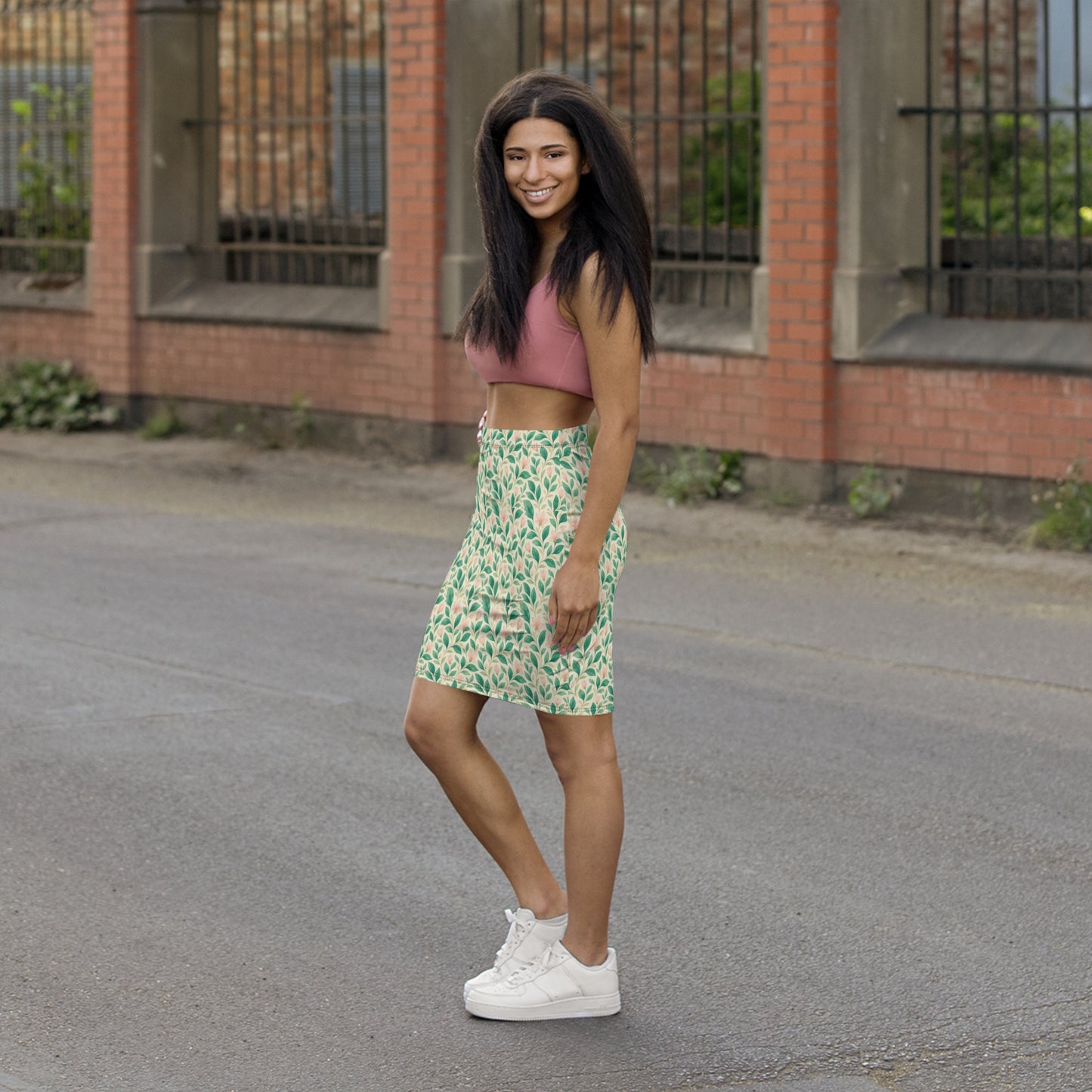 Floral Women's Pencil Skirt, Stylish Summer Skirt, AOP Artwork, Versatile Party Outfit, Perfect for Weddings, Casual Chic