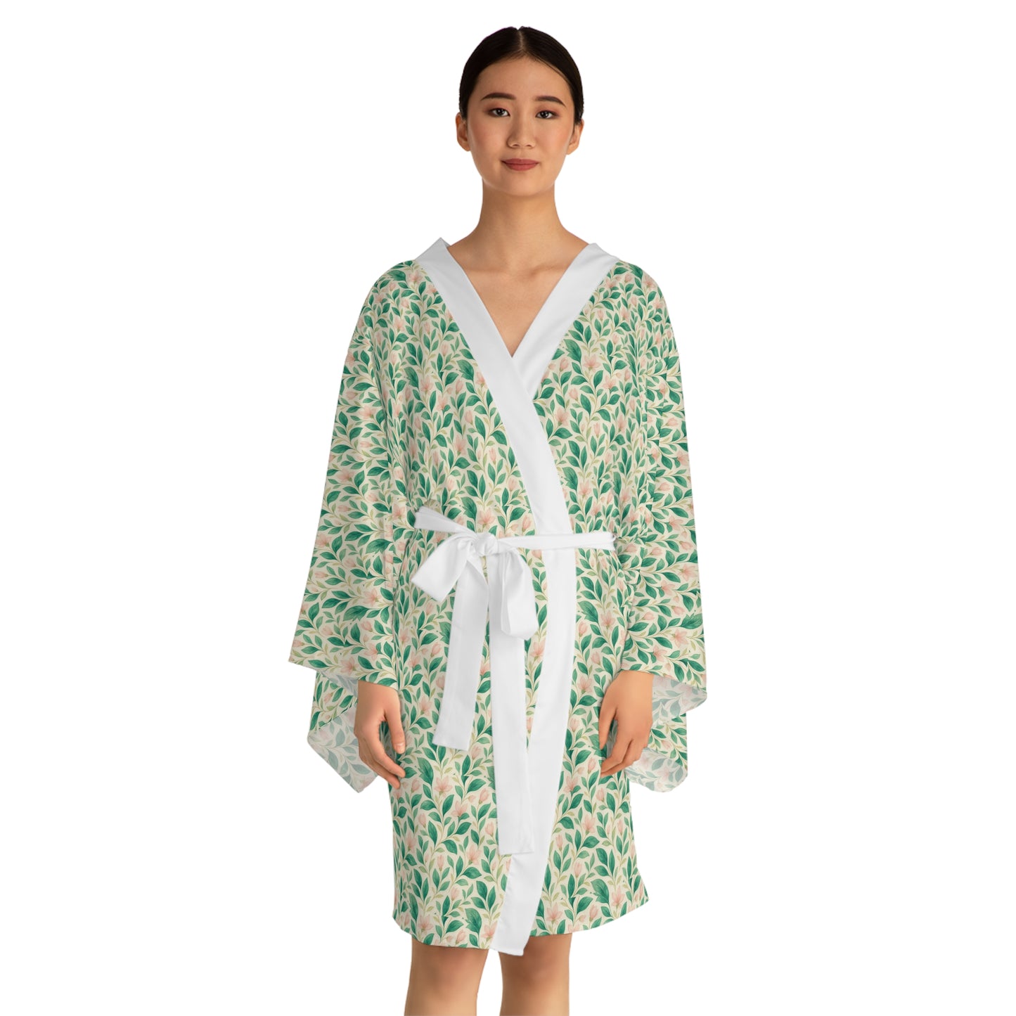 Floral Long Sleeve Kimono Robe, Bohemian Loungewear, Spa Gift, Self-Care Essentials, Relaxation, Spring Fashion