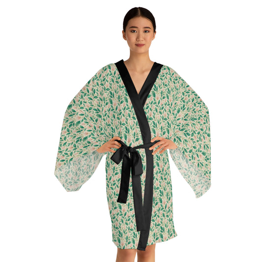 Floral Long Sleeve Kimono Robe, Bohemian Loungewear, Spa Gift, Self-Care Essentials, Relaxation, Spring Fashion