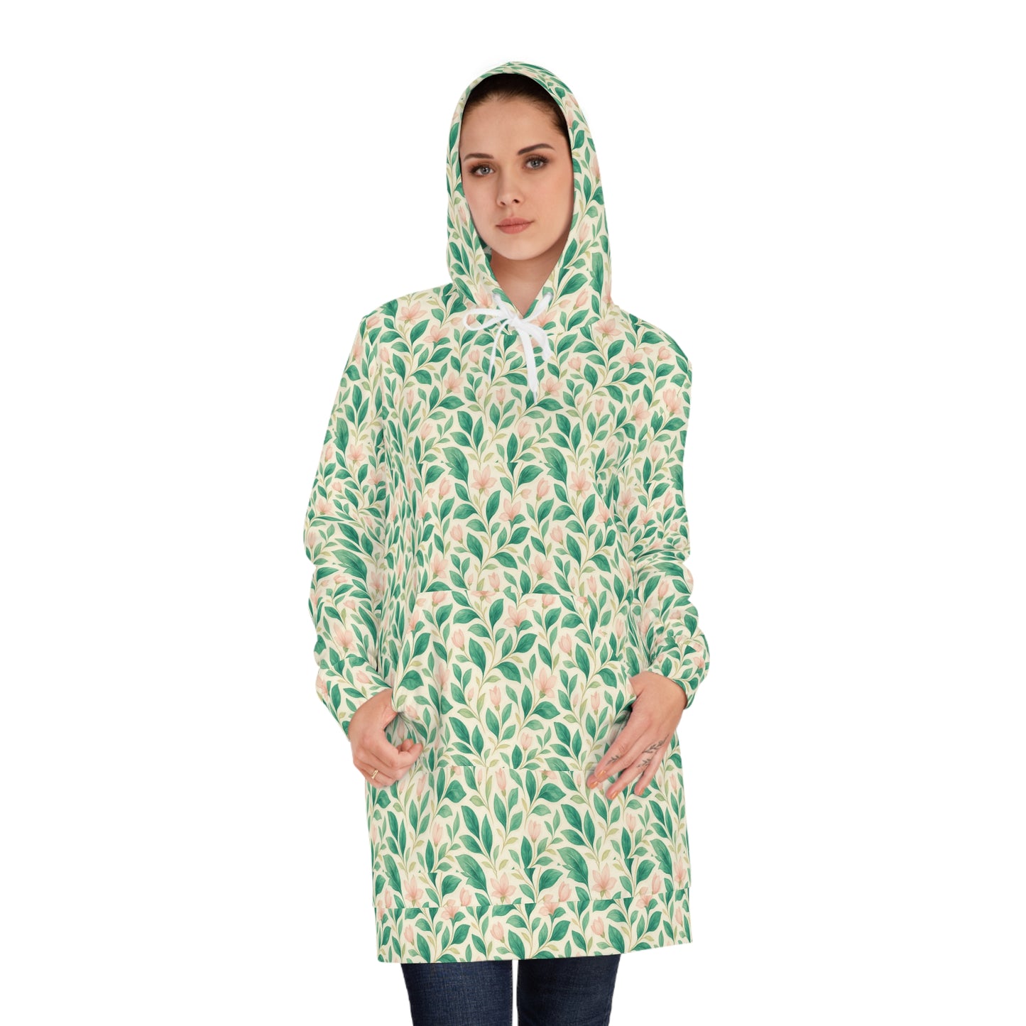 Floral Women's Hoodie Dress - Cozy Floral Fashion, Comfortable Casual Wear, Spring Outfit, Gift for Her, Every Day Wear
