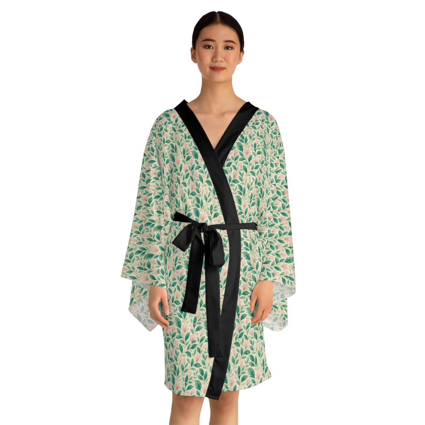 Floral Long Sleeve Kimono Robe, Bohemian Loungewear, Spa Gift, Self-Care Essentials, Relaxation, Spring Fashion