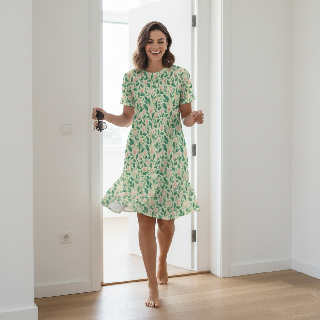 Flor de Jade T Shirt Dress