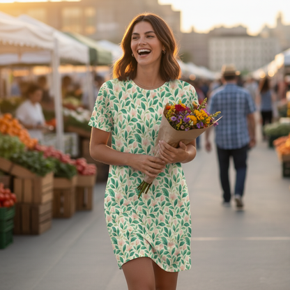 Flor de Jade T Shirt Dress