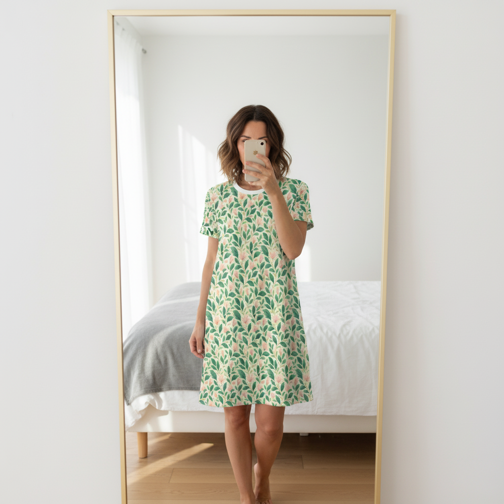 Flor de Jade T Shirt Dress